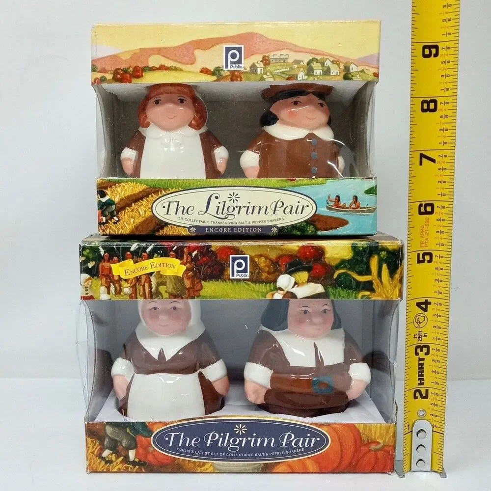*READ* Vintage Publix Pilgrim Pair Salt & Pepper Shakers Encore Edition LiLGRIM